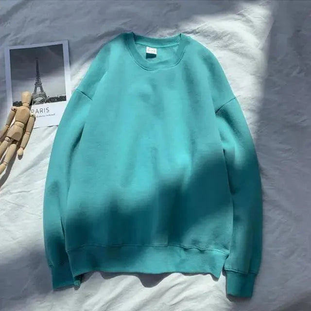 Unisex Solid Color Crewneck Sweatshirt Long Sleeve Pullover Top