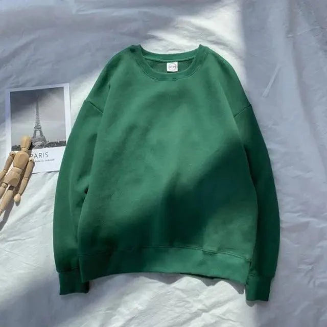Unisex Solid Color Crewneck Sweatshirt Long Sleeve Pullover Top