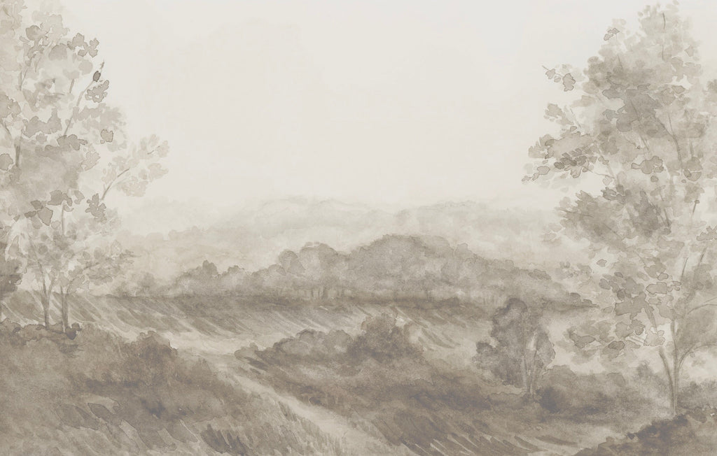 Somerset Fields Nature-Inspired Wallpaper in Taupe and Cream