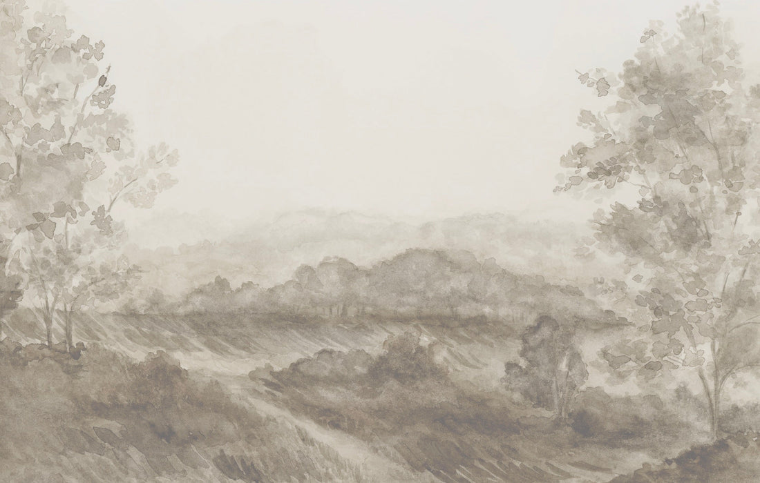 Somerset Fields Nature-Inspired Wallpaper in Taupe and Cream