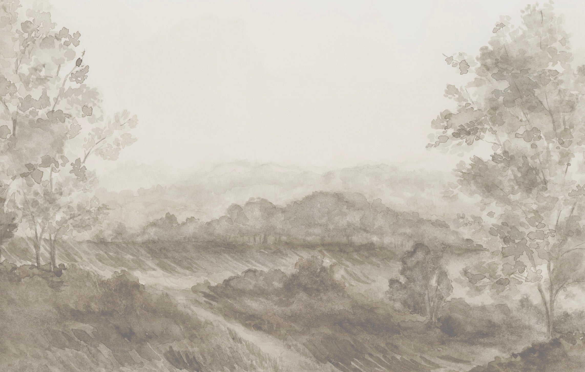 Somerset Fields Nature-Inspired Wallpaper in Taupe and Cream