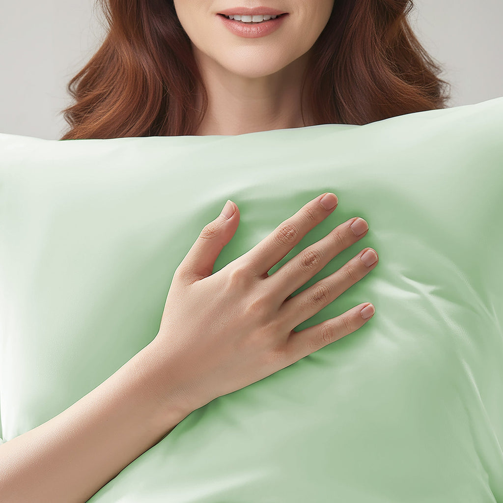 Cool Zone Cooling Pillowcase for Refreshing Nights Light Green - Image 4
