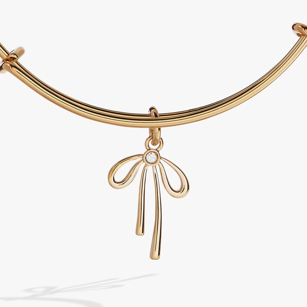 Classic Bow Charm Expandable Wire Bangle Bracelet