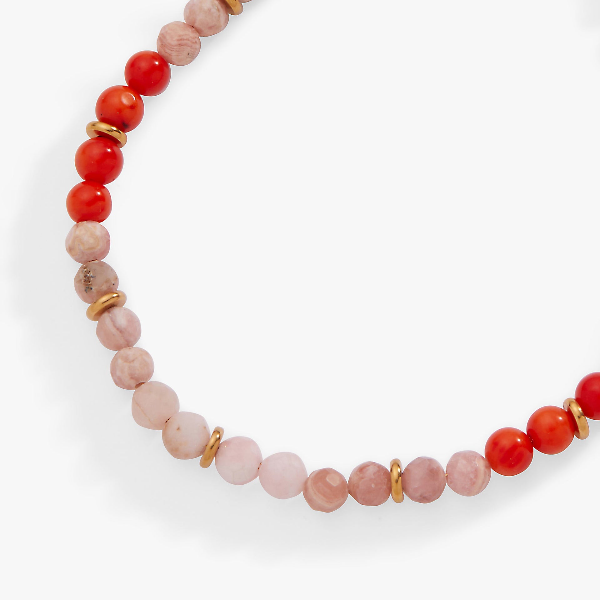 Coral Ombre Semi-Precious Beaded Anklet with Faceted Gemstones