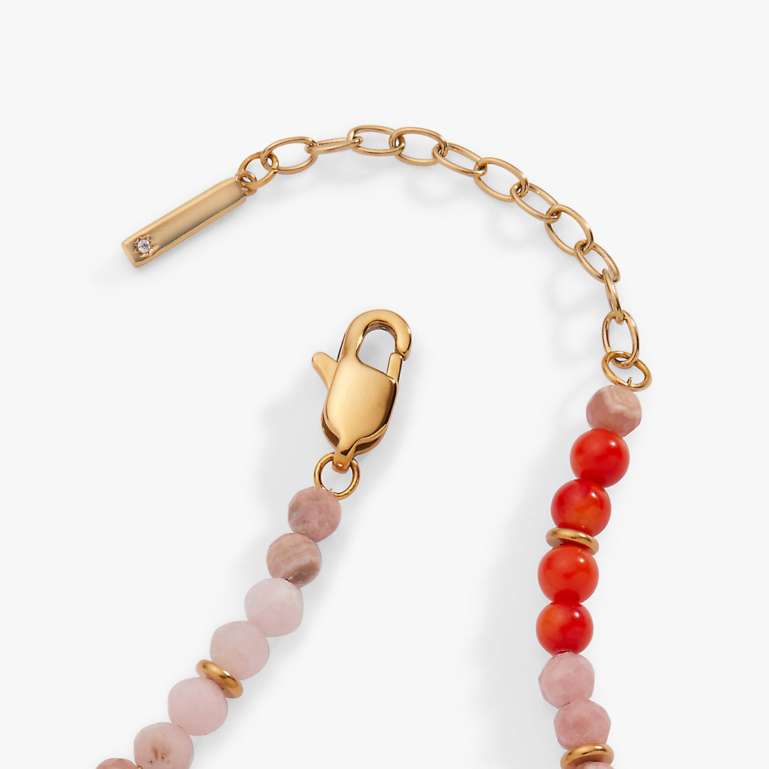 Coral Ombre Semi-Precious Beaded Anklet with Faceted Gemstones