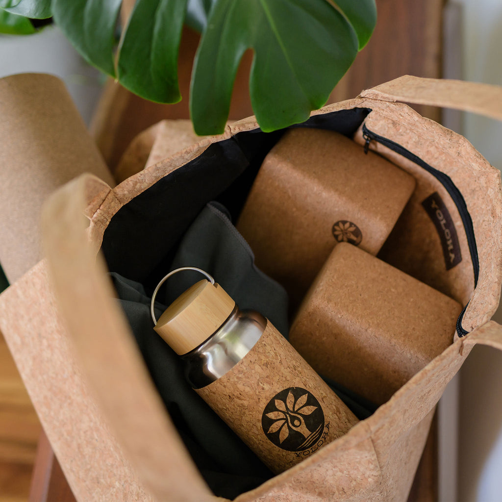 Premium Cork Tote Bag with Yoga Mat Holder for Studio and Daily Use