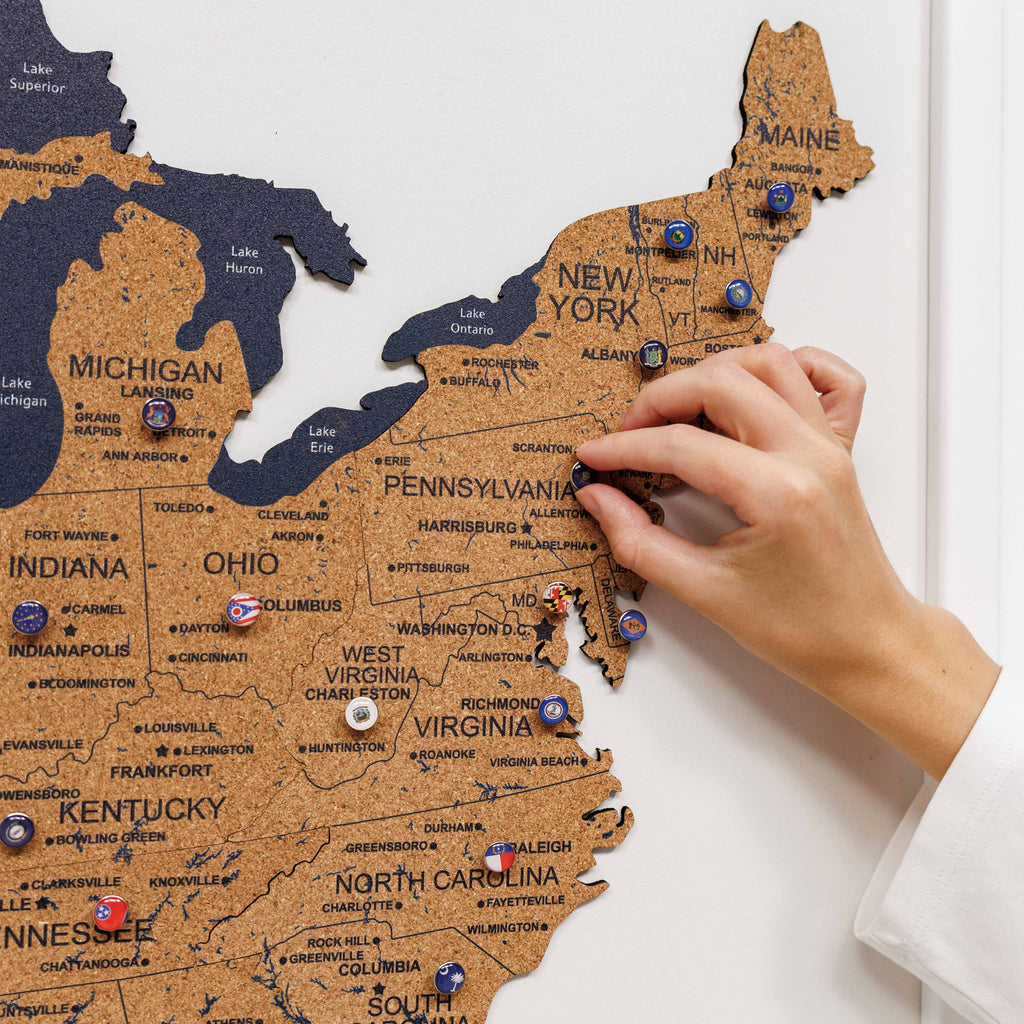Cork USA Map Wall Art Modern Travel-Inspired Decor