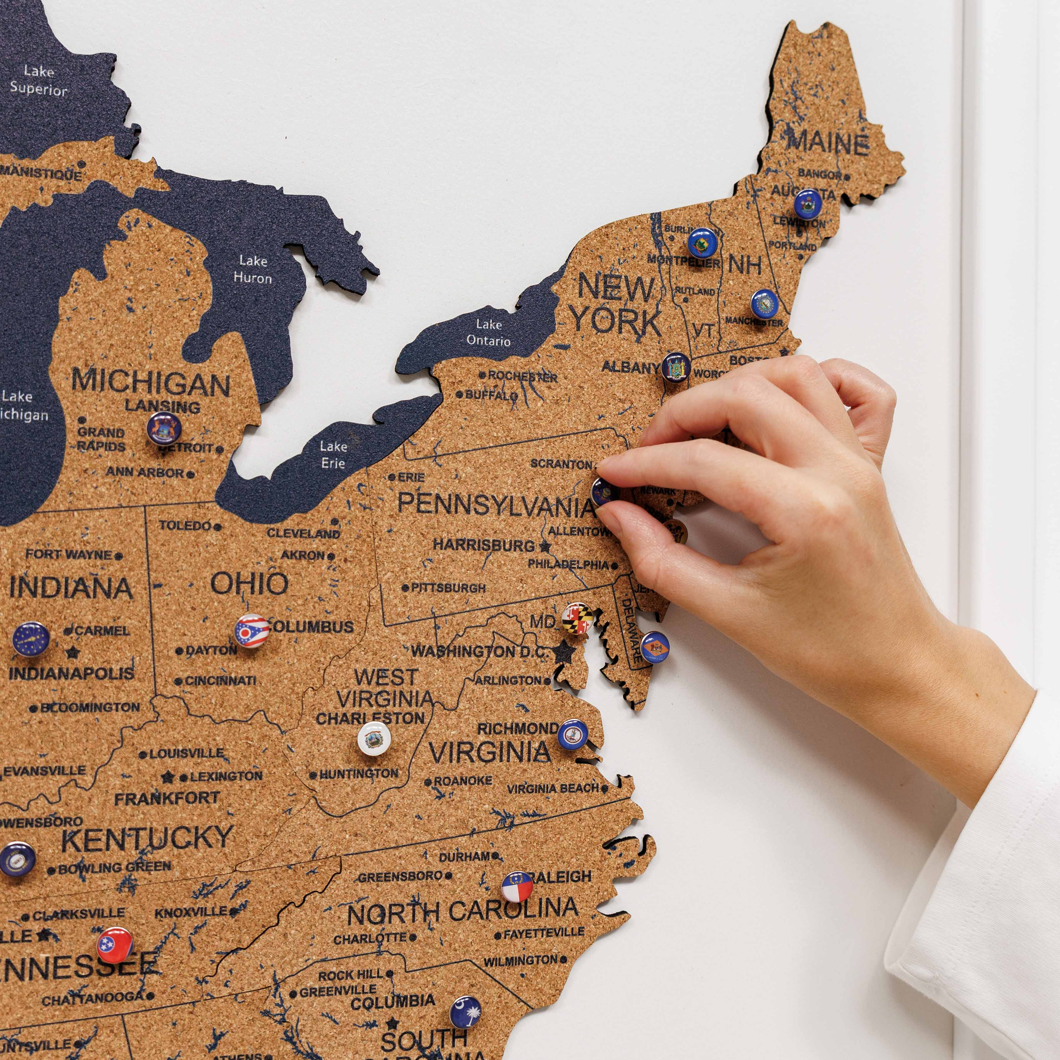 Cork USA Map Wall Art Modern Travel-Inspired Decor