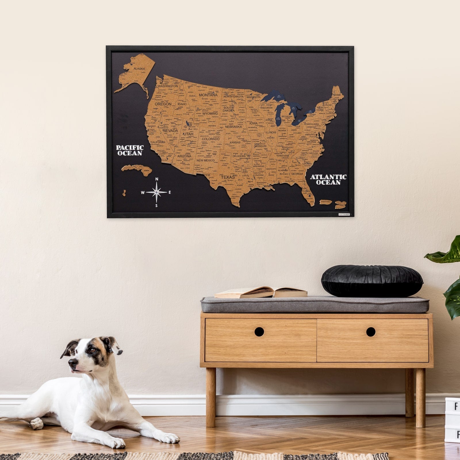 Cork USA Map Wall Art Modern Travel-Inspired Decor