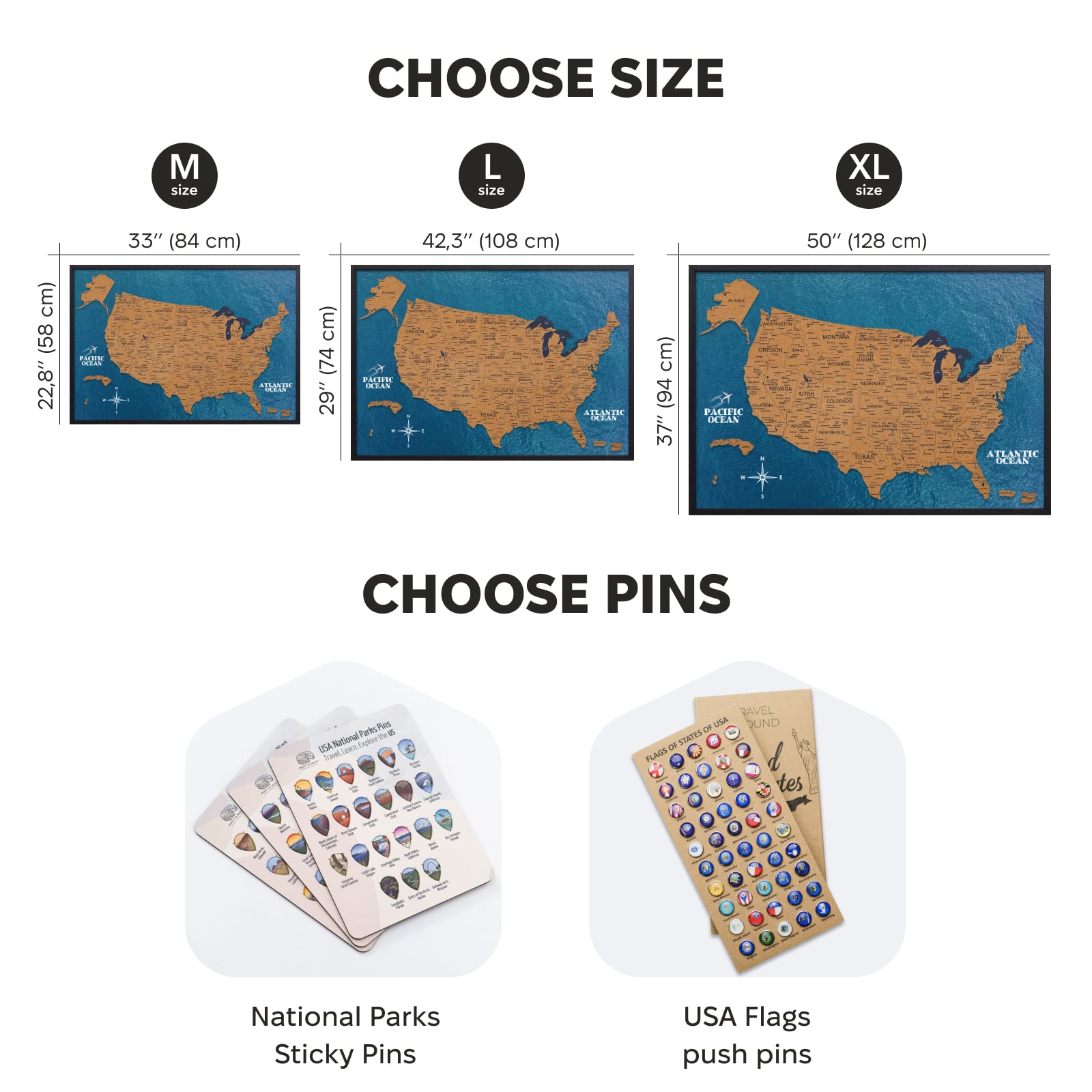 Cork USA Map Wall Art Modern Travel-Inspired Decor