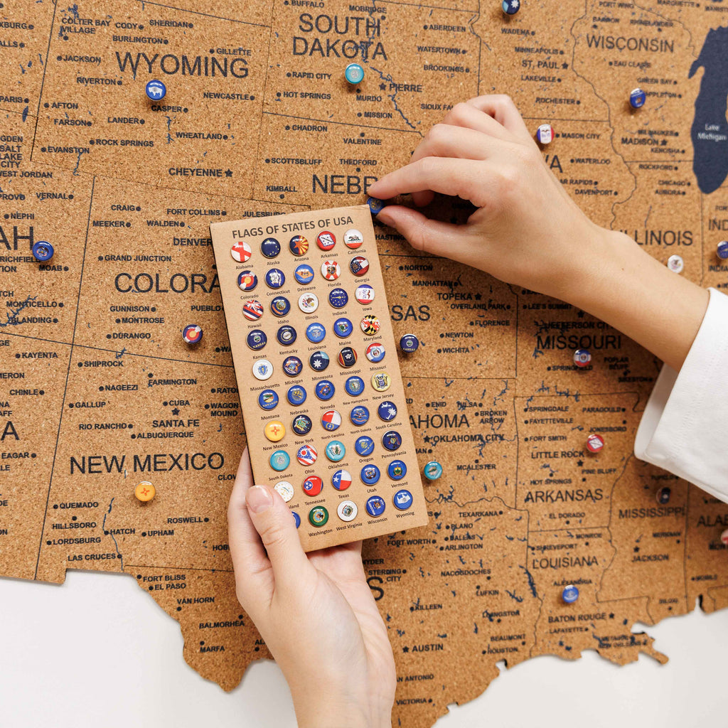 Cork USA Map Wall Art Modern Travel-Inspired Decor
