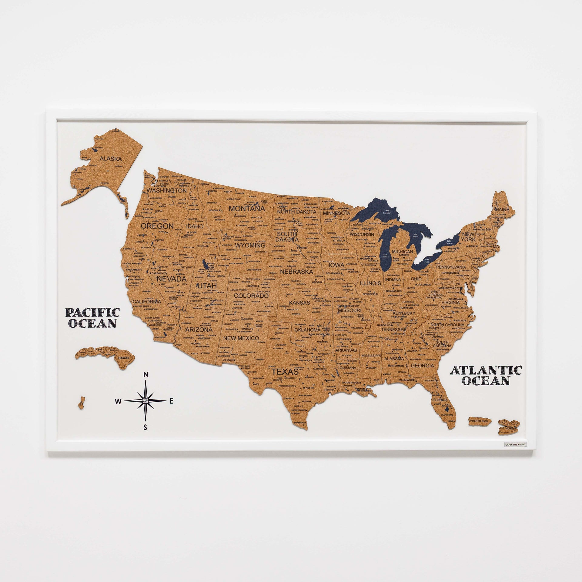 Cork USA Map Wall Art Modern Travel-Inspired Decor