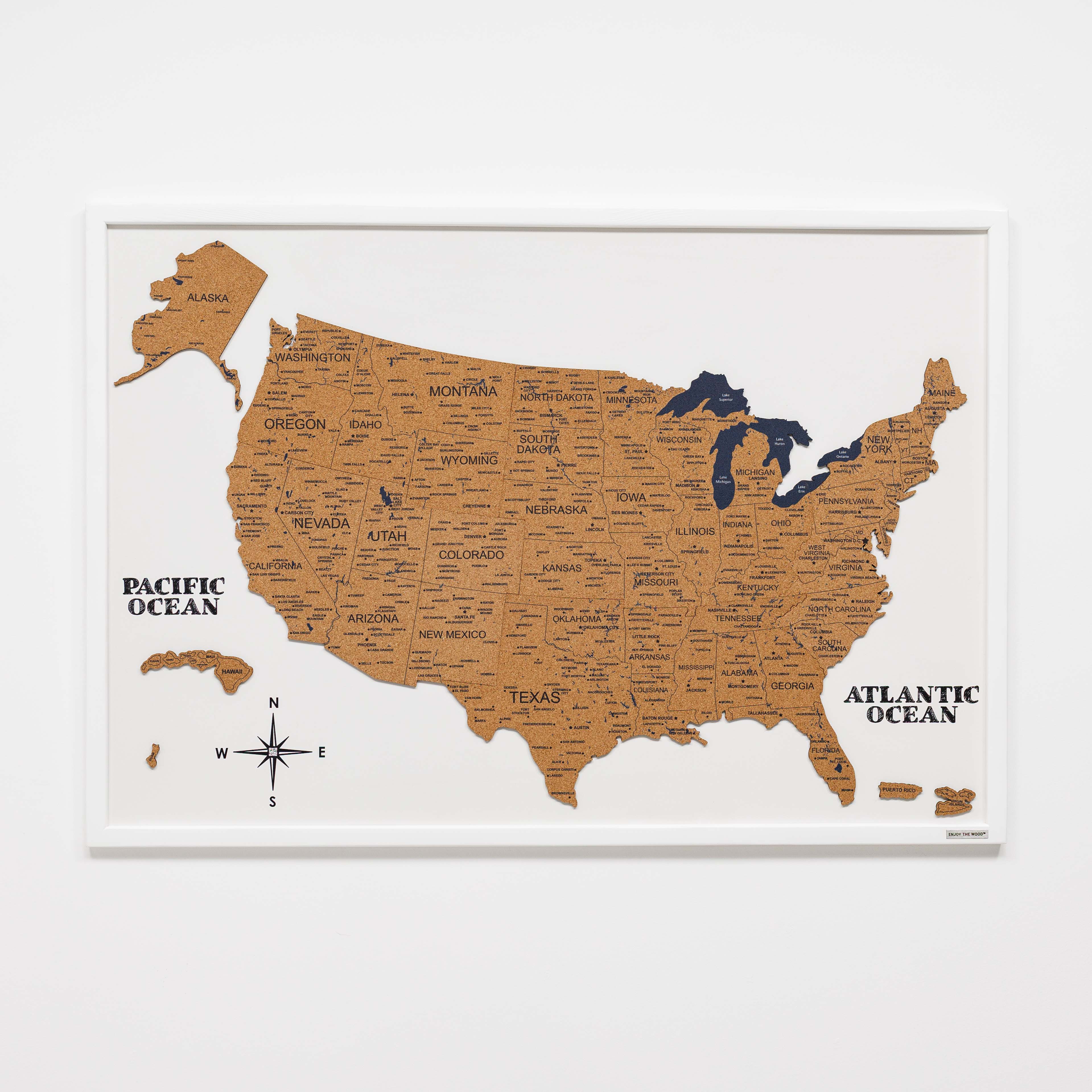 Cork USA Map Wall Art Modern Travel-Inspired Decor