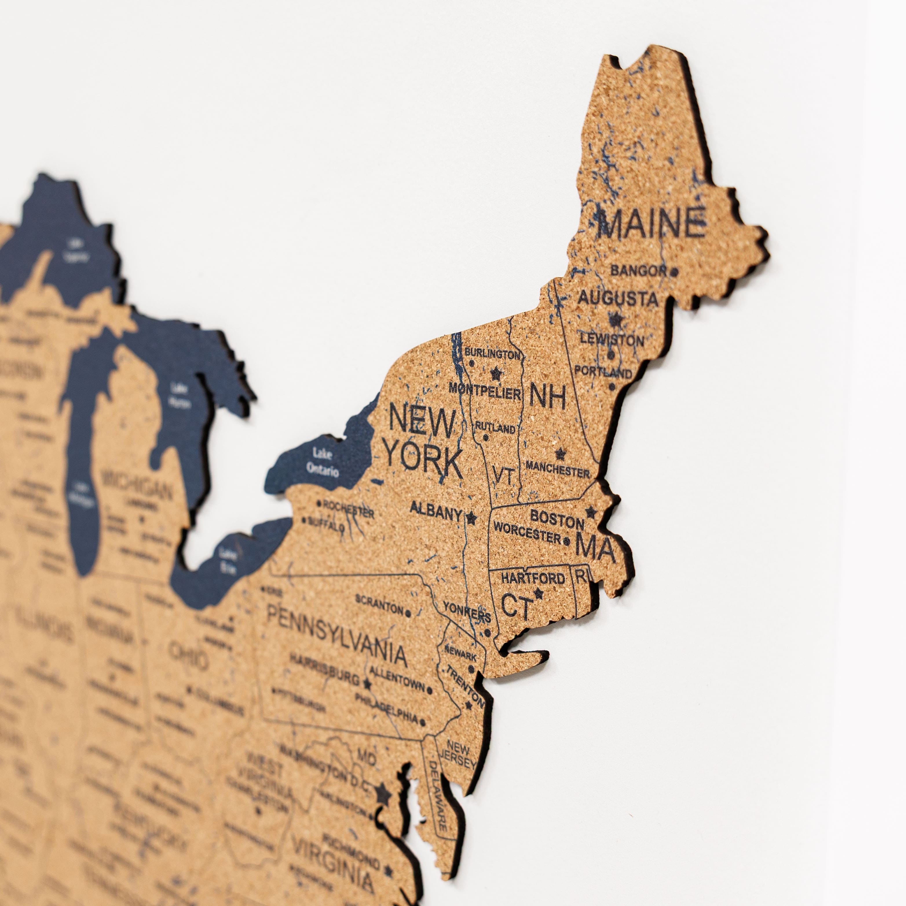 Cork USA Map Wall Art Modern Travel-Inspired Decor