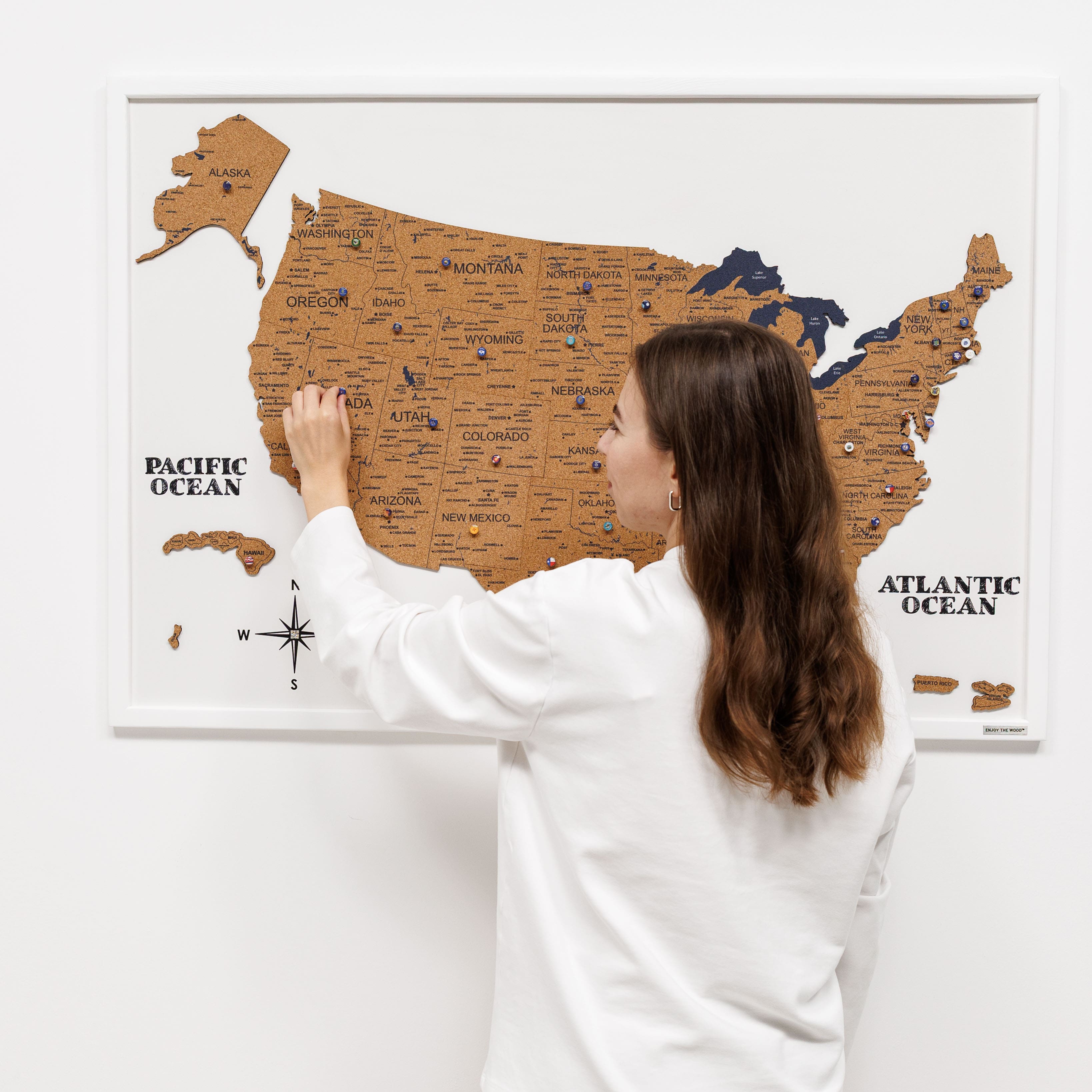 Cork USA Map Wall Art Modern Travel-Inspired Decor
