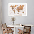 Cork Panel World Map Modern Minimalist Wall Art Brown