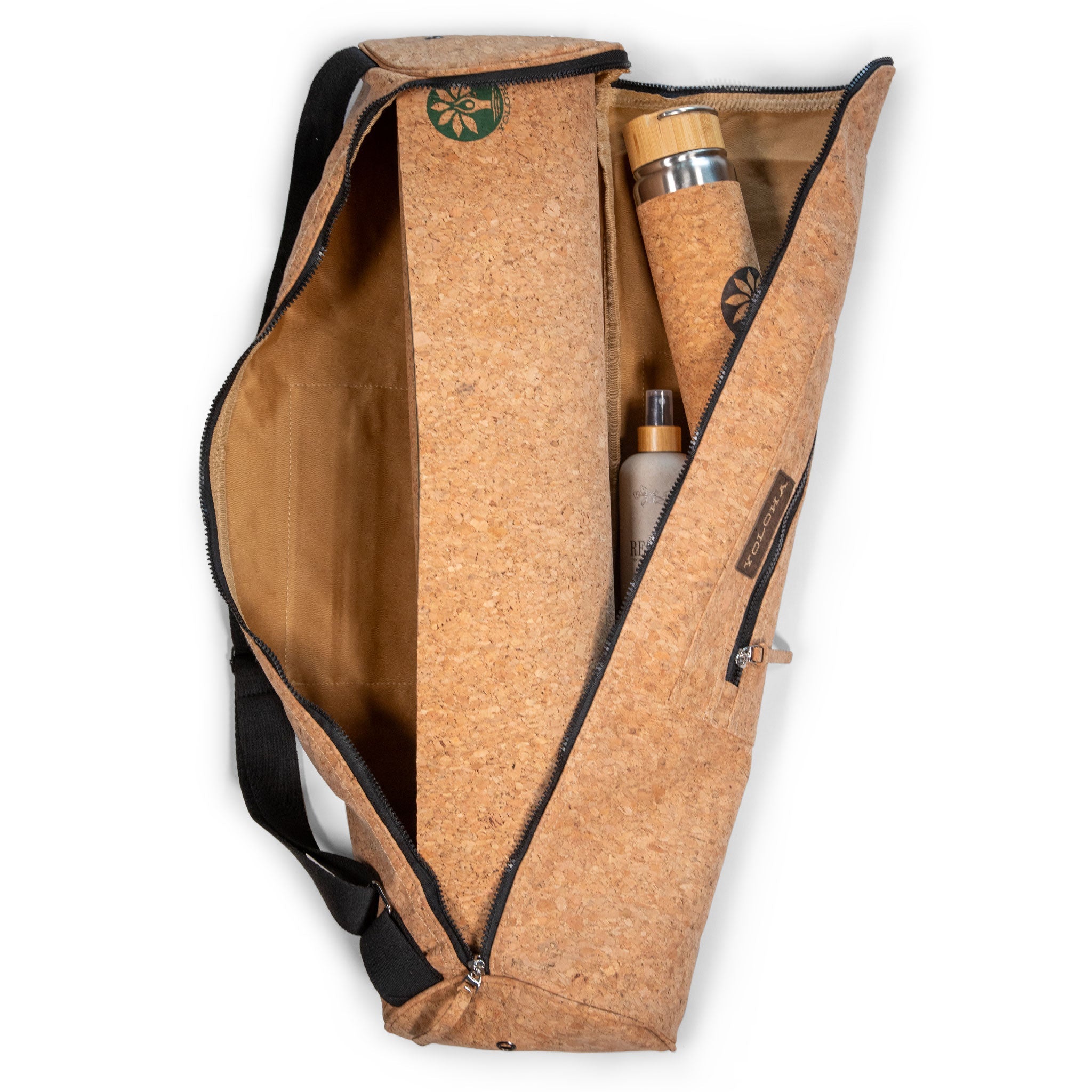 Eco-Friendly Cork Yoga Mat Carrier Bag with Exterior Storage Pockets
