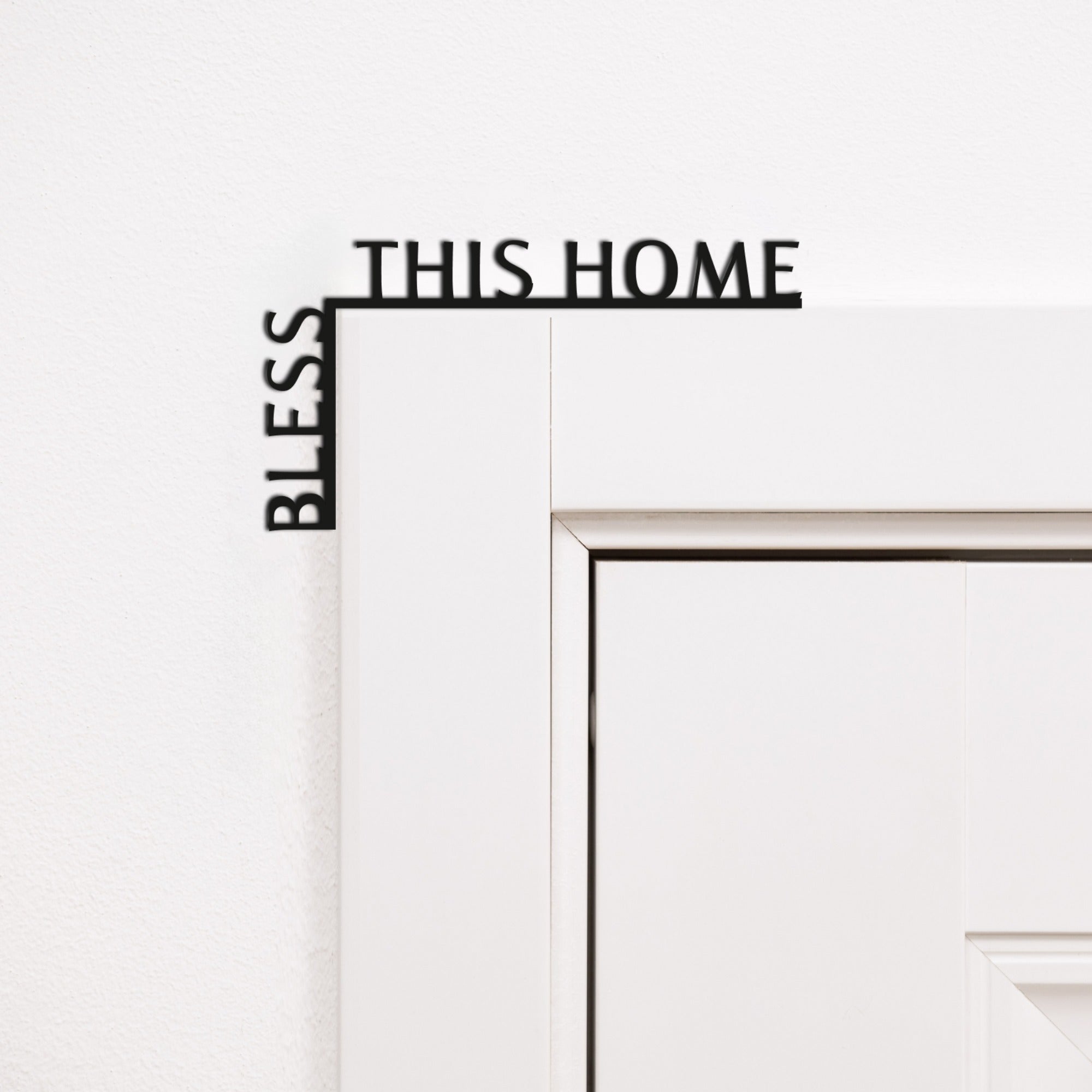 Wooden wall corner sign with the inscription Bless This Home