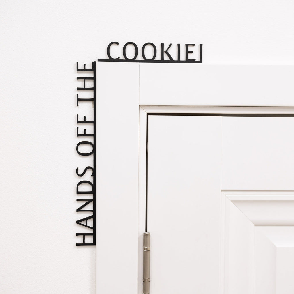 Black Hands Off the Cookie wooden inscription sign for kitchen corner wall decor