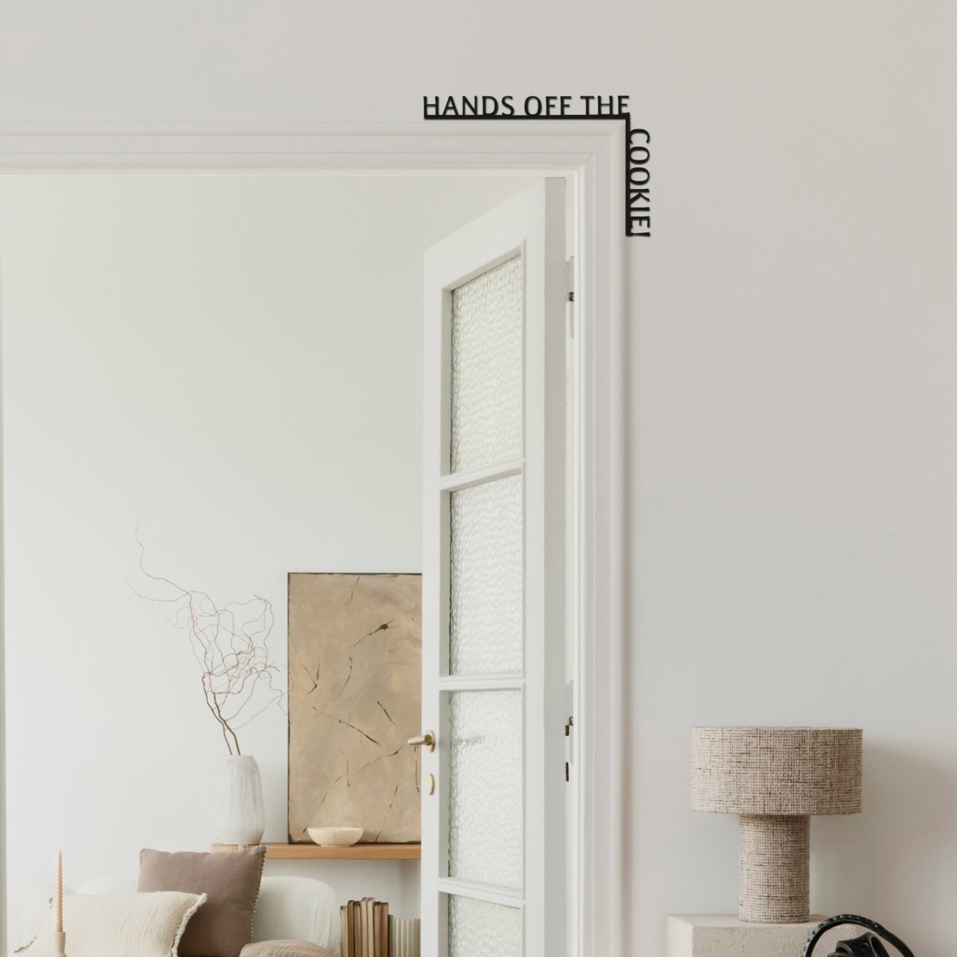 Hands Off the Cookie Wooden Corner Quote Sign – Black Kitchen Decor
