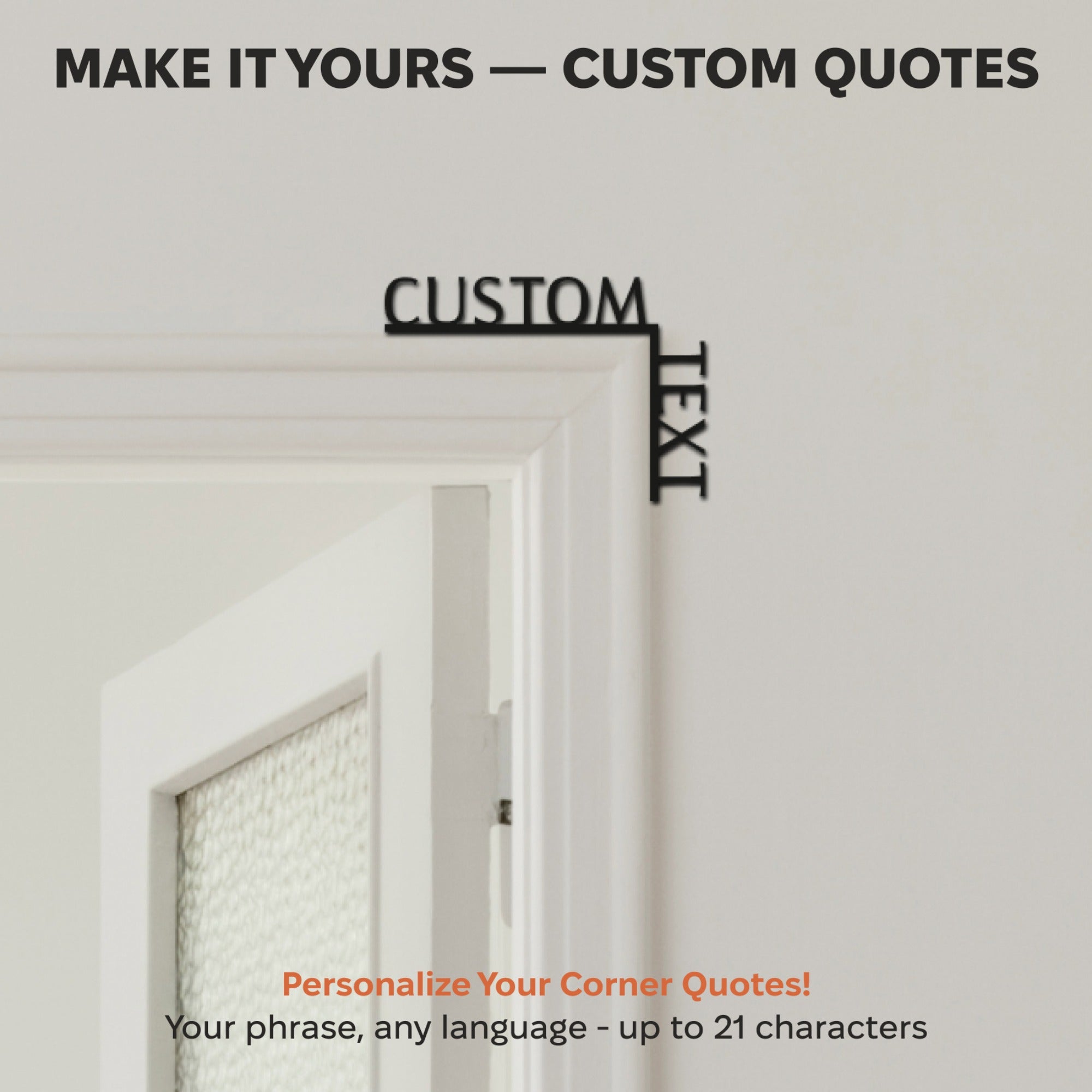 Custom Wooden Corner Wall Quote - Minimalist Modern Text Art