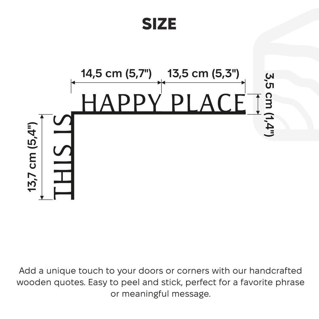 Wooden Corner Quote Sign - This is Happy Place Wall Decor