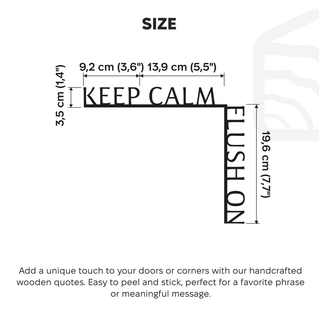 Humorous Wooden Corner Quote – Keep Calm, Flush On Black Sign