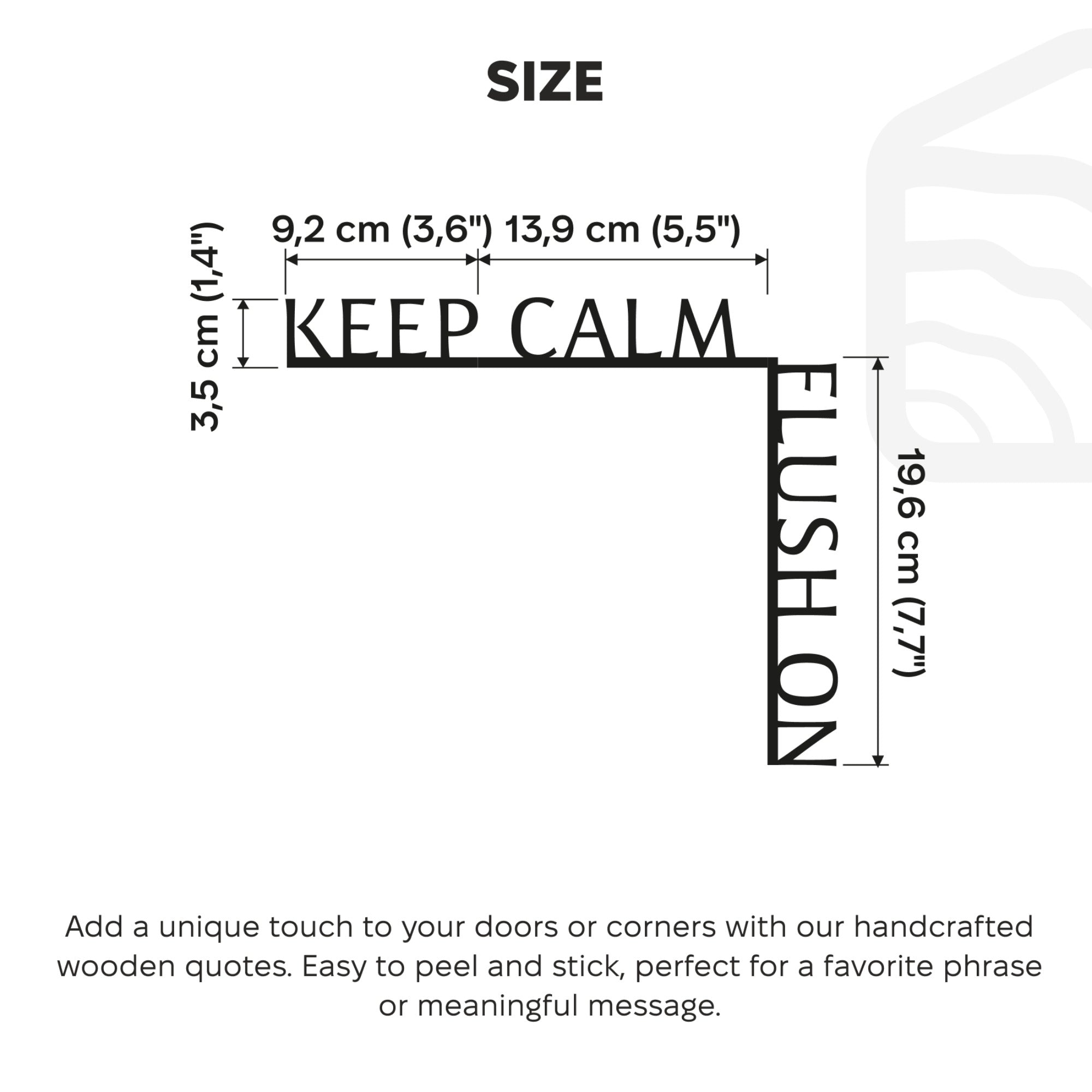 Humorous Wooden Corner Quote – Keep Calm, Flush On Black Sign