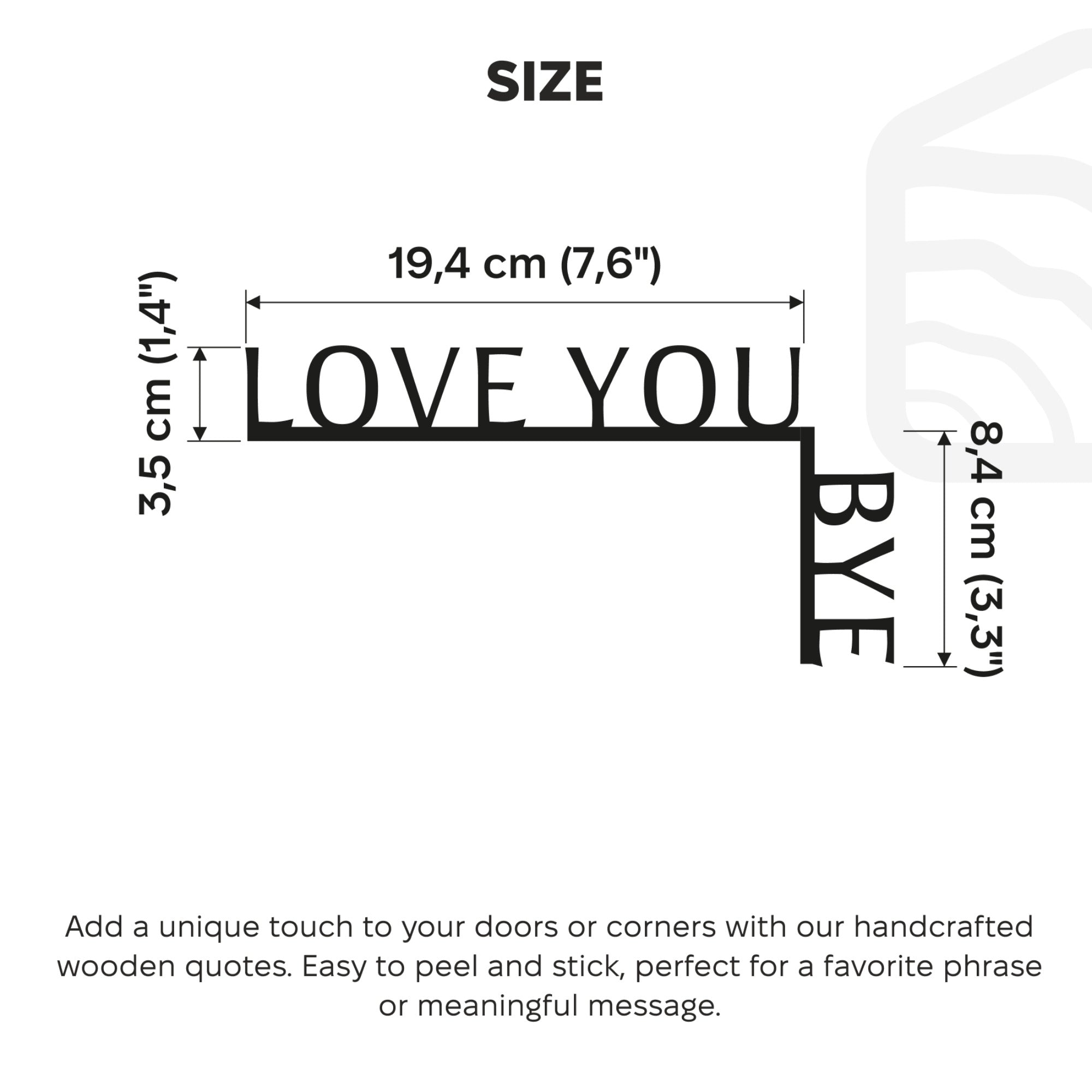 Modern Minimalist Wooden Corner Quote – Love You, Bye Black Sign
