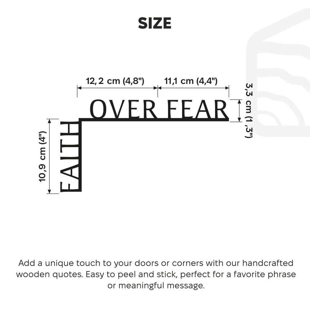 Minimalist Black Wooden Corner Quote Faith Over Fear Wall Art