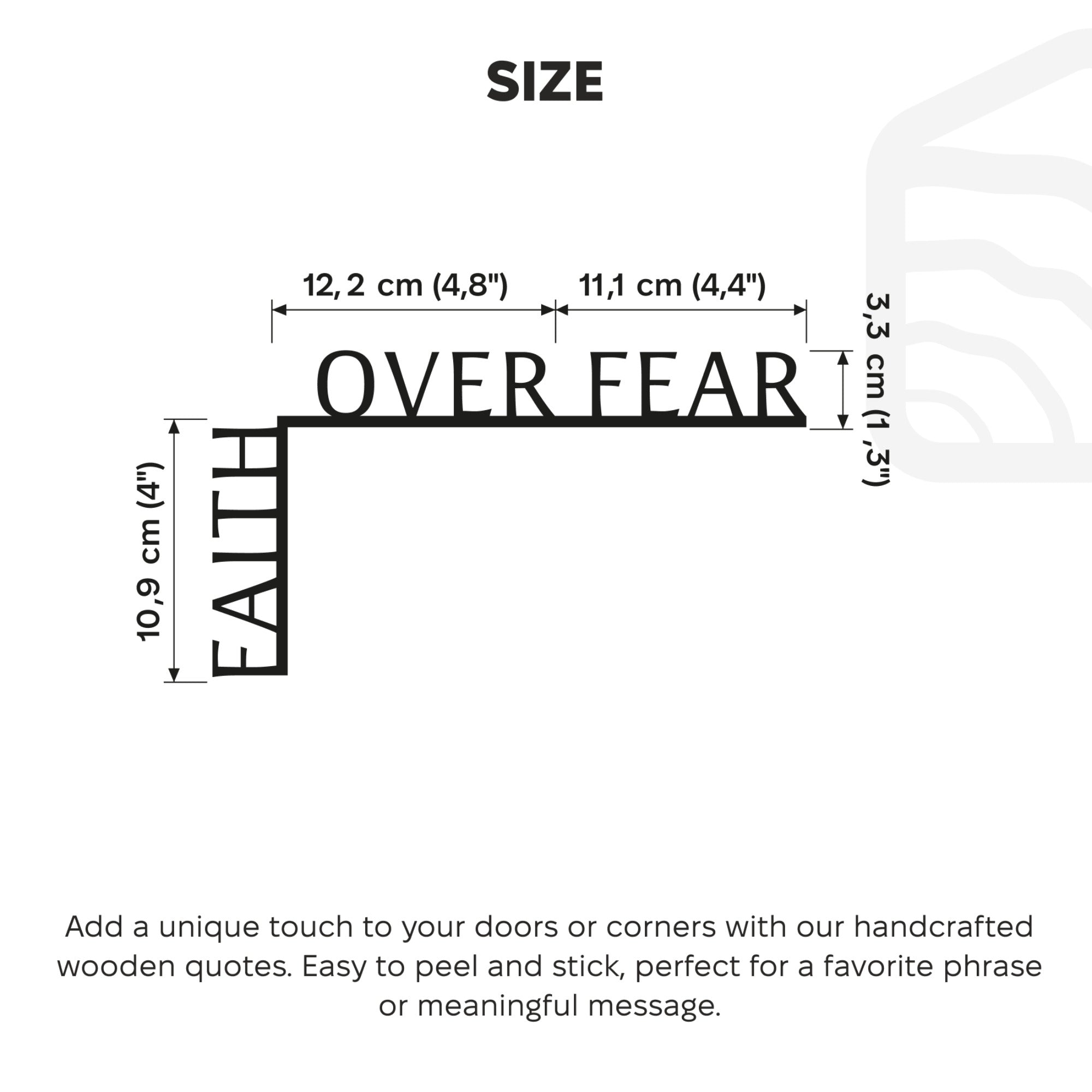 Minimalist Black Wooden Corner Quote Faith Over Fear Wall Art