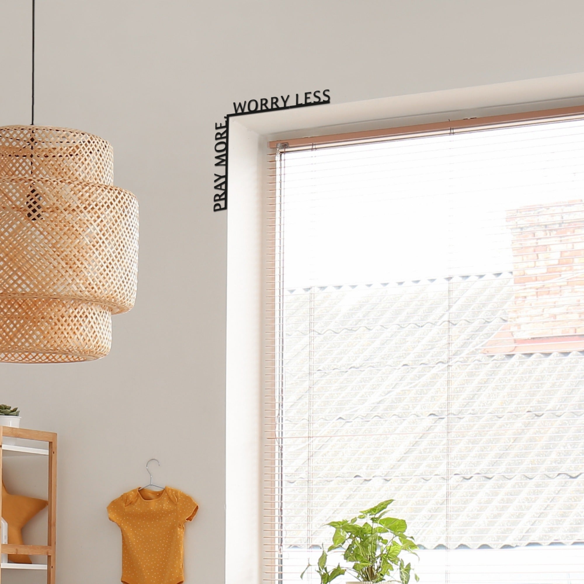 Pray More, Worry Less Wooden Corner Quote for Home Decor