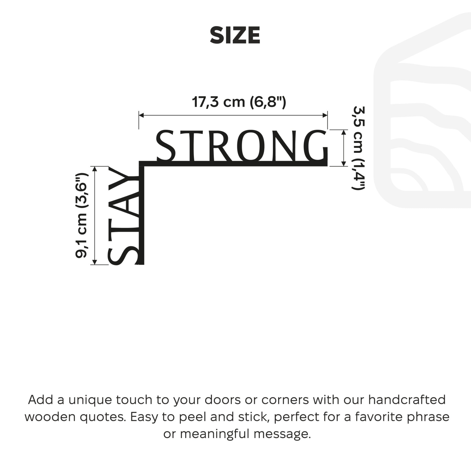 Minimalist Wooden Corner Quote – Stay Strong Black Wall Accent