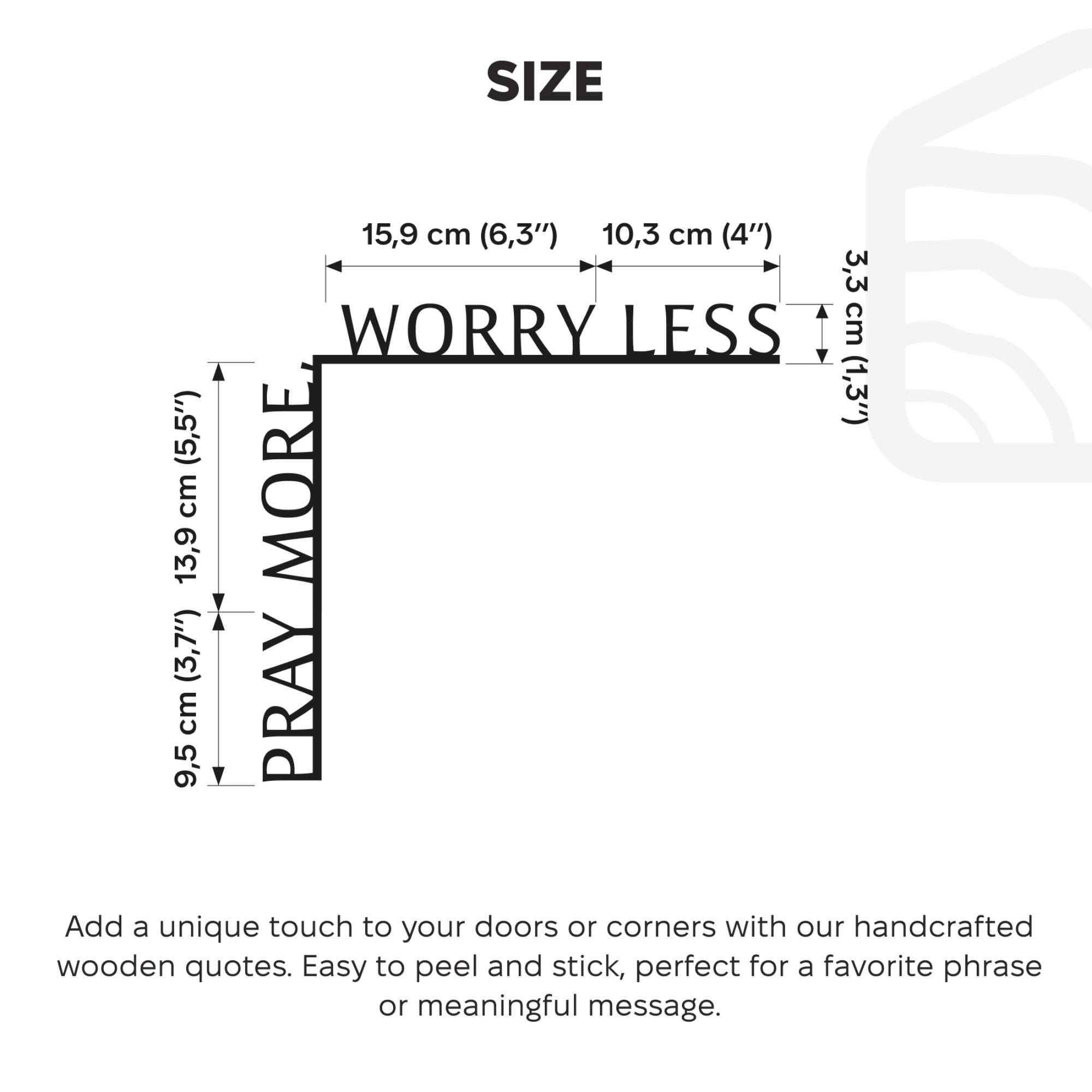 Pray More, Worry Less Wooden Corner Quote for Home Decor