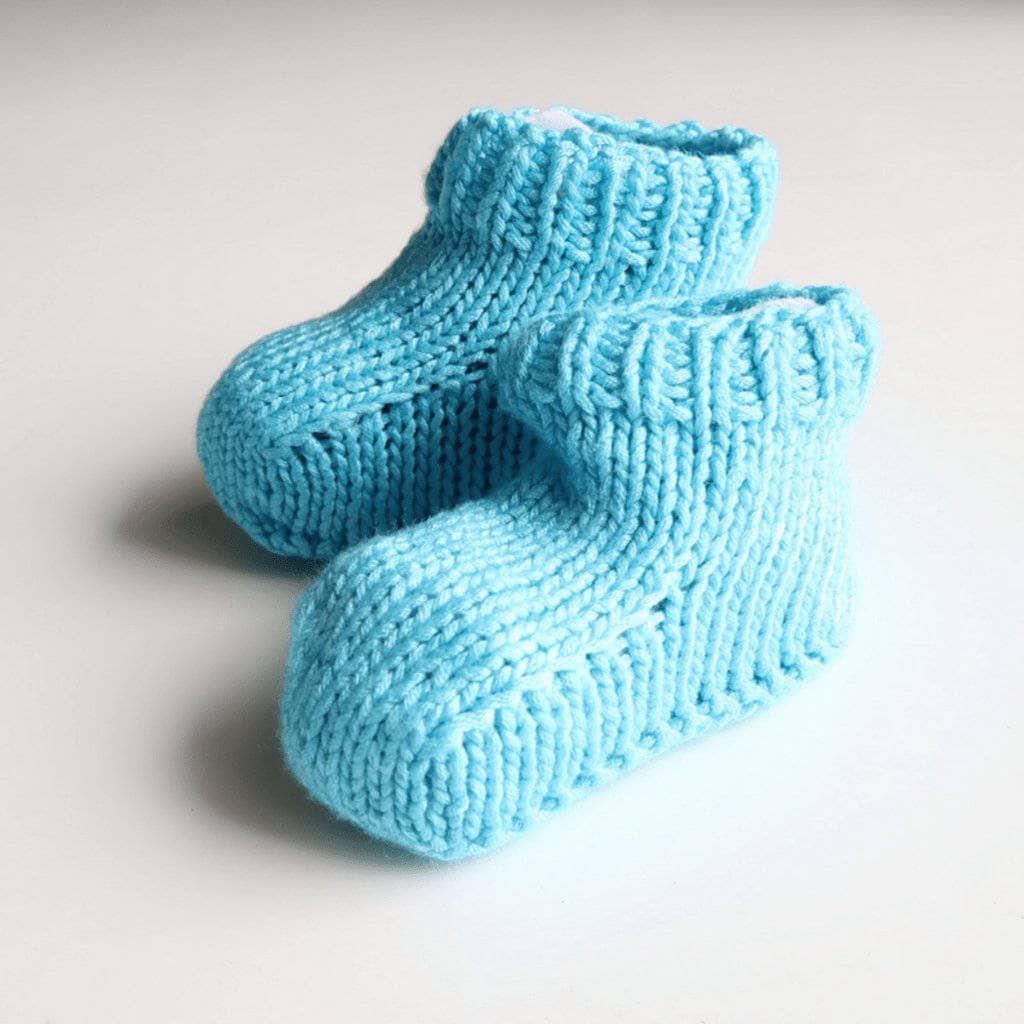 Hand-knitted Cotton Candy Baby Booties for infants aged 3 to 24 months