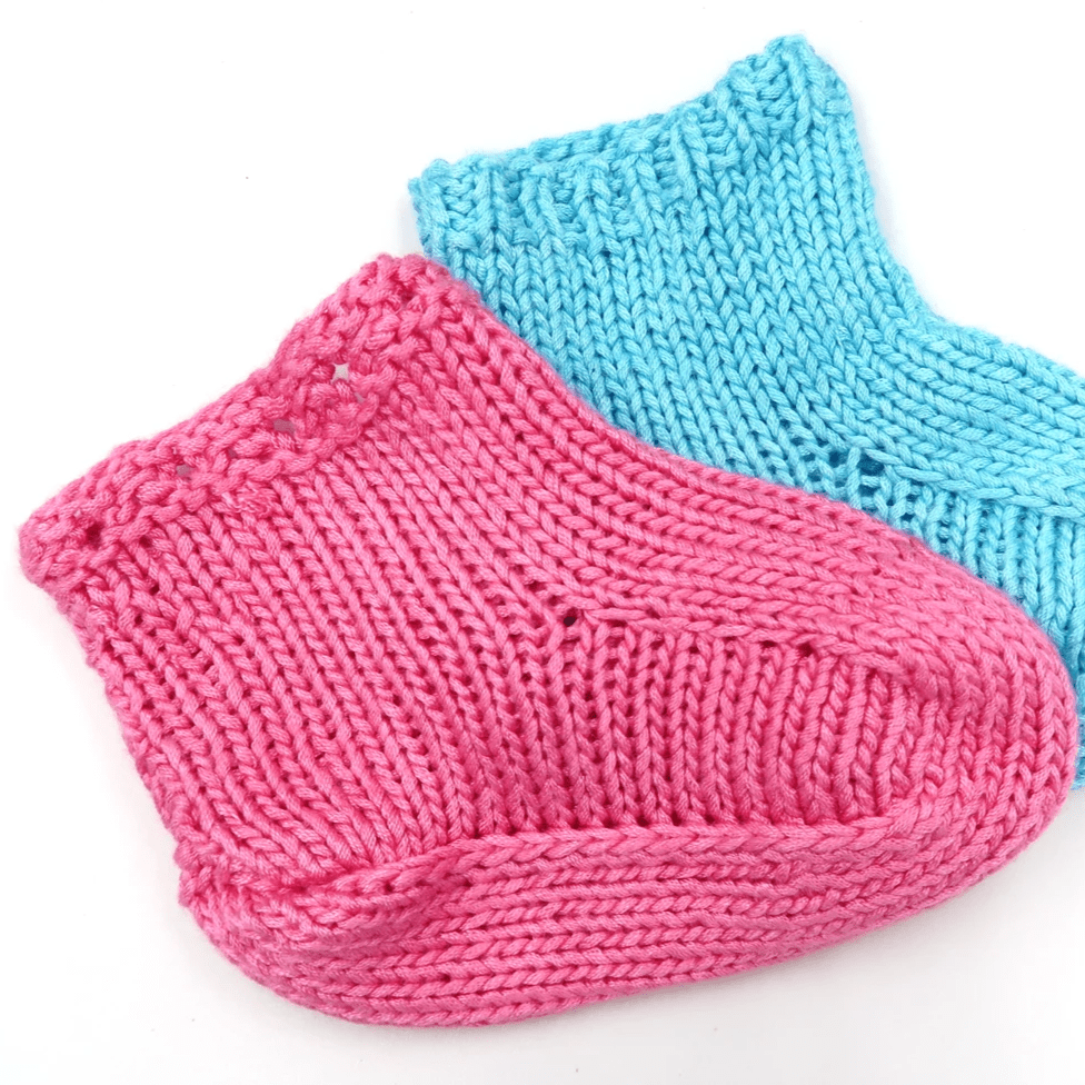 Cotton Candy Baby Booties Knitting Kit - Blue & White DIY Set