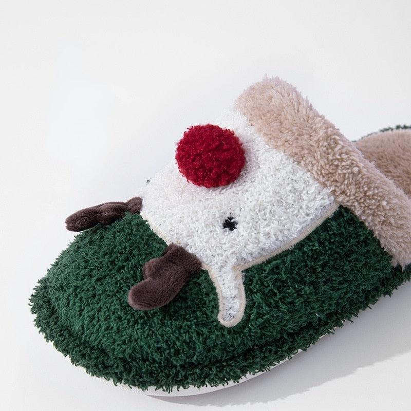 Cute Christmas Deer Indoor Slippers, Memory Foam House Shoes
