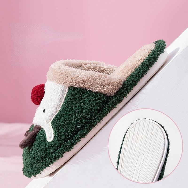 Cute Christmas Deer Indoor Slippers, Memory Foam House Shoes