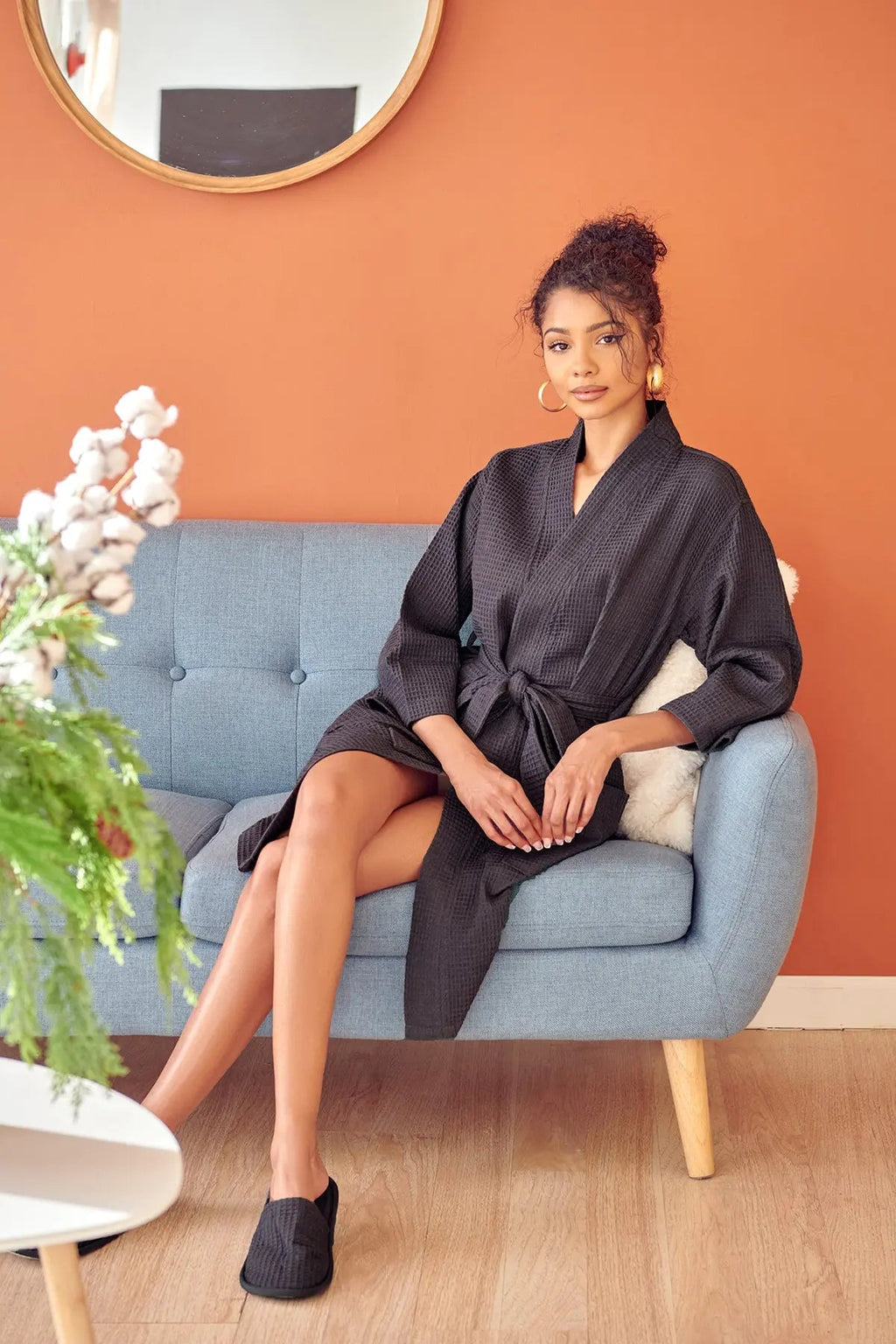 Women's Knee-Length Waffle Robe - Lightweight & Breezy Comfort