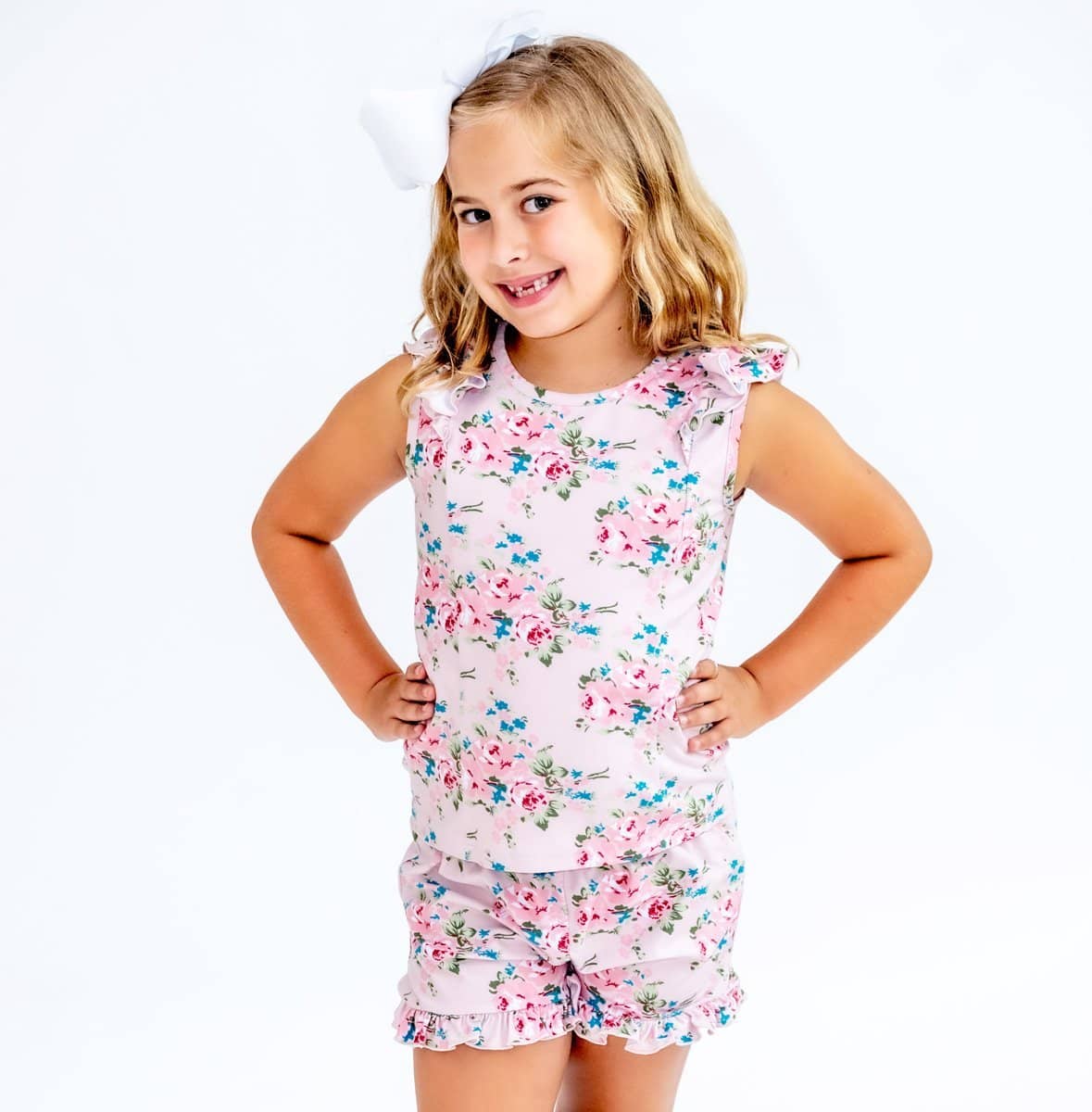 Golden Blooms - Bamboo Flutter Sleeve & Shorts Lounge Set