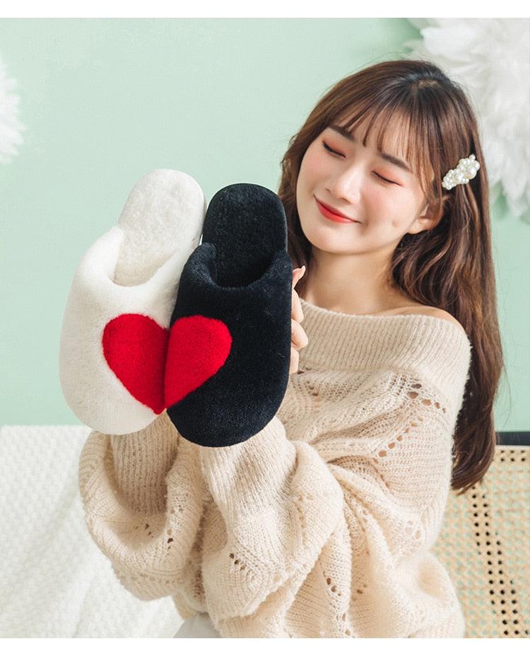 Women's Fuzzy Memory Foam House Slippers with Knit Horn Button