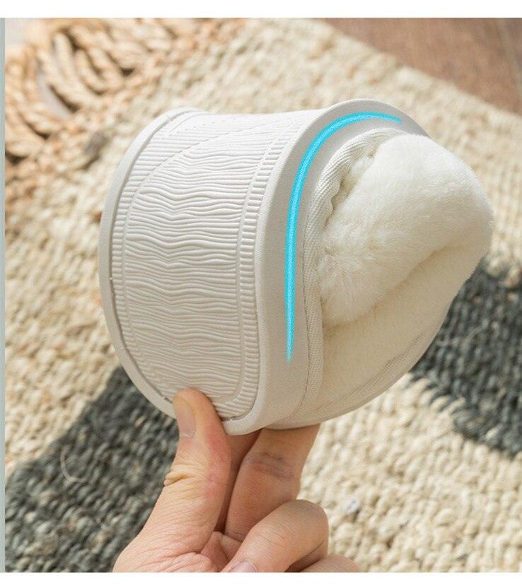 Women's Fuzzy Memory Foam House Slippers with Knit Horn Button