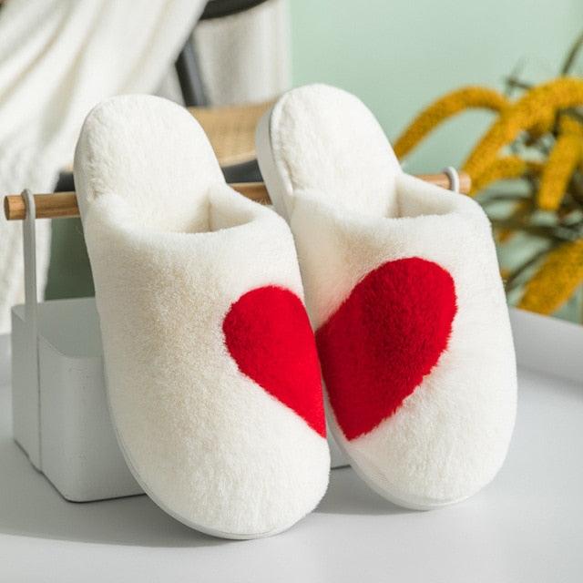 Women's Fuzzy Memory Foam House Slippers with Knit Horn Button