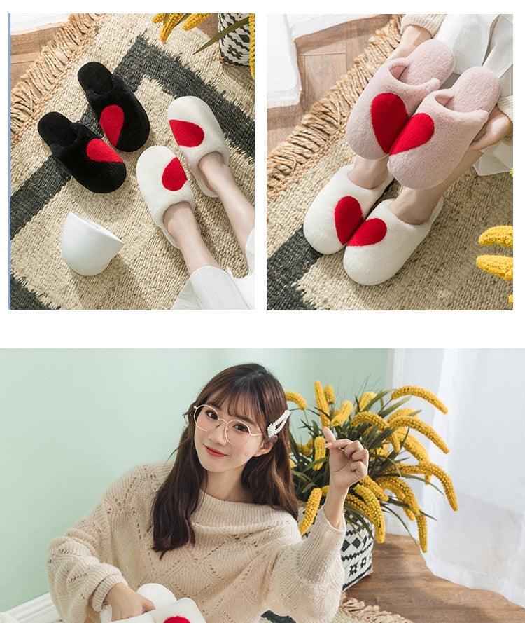 Women's Fuzzy Memory Foam House Slippers with Knit Horn Button