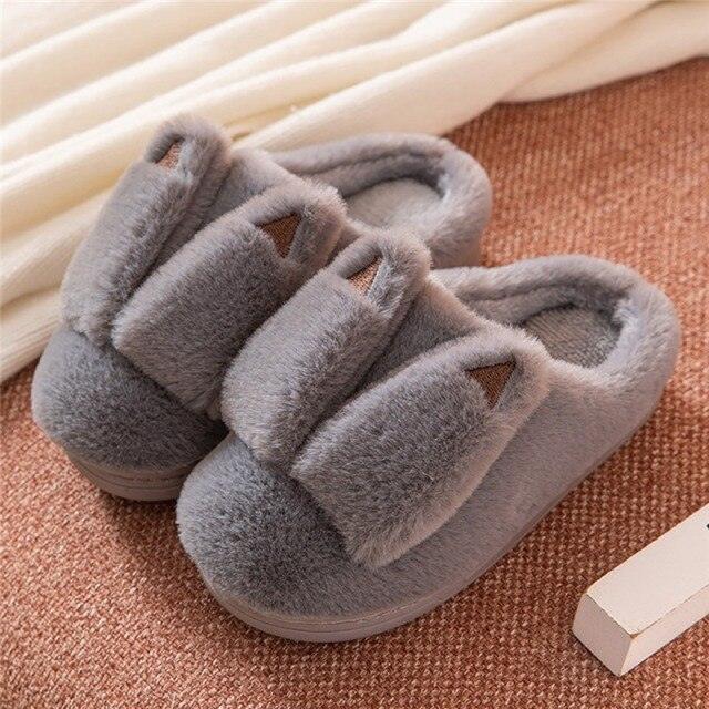 Plush Faux Fur Slippers - Unisex Fuzzy House Slides for Home