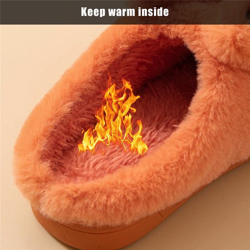 Plush Faux Fur Slippers - Unisex Fuzzy House Slides for Home