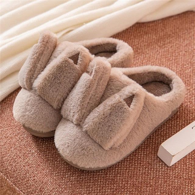 Plush Faux Fur Slippers - Unisex Fuzzy House Slides for Home