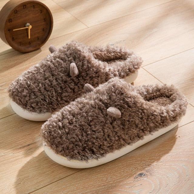 Plush Faux Fur Slippers - Unisex Fuzzy House Slides for Home