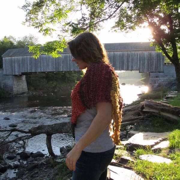 Covered Bridge Striped Knit Poncho Kit