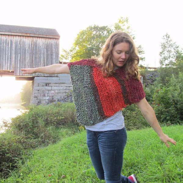 Covered Bridge Striped Knit Poncho Kit